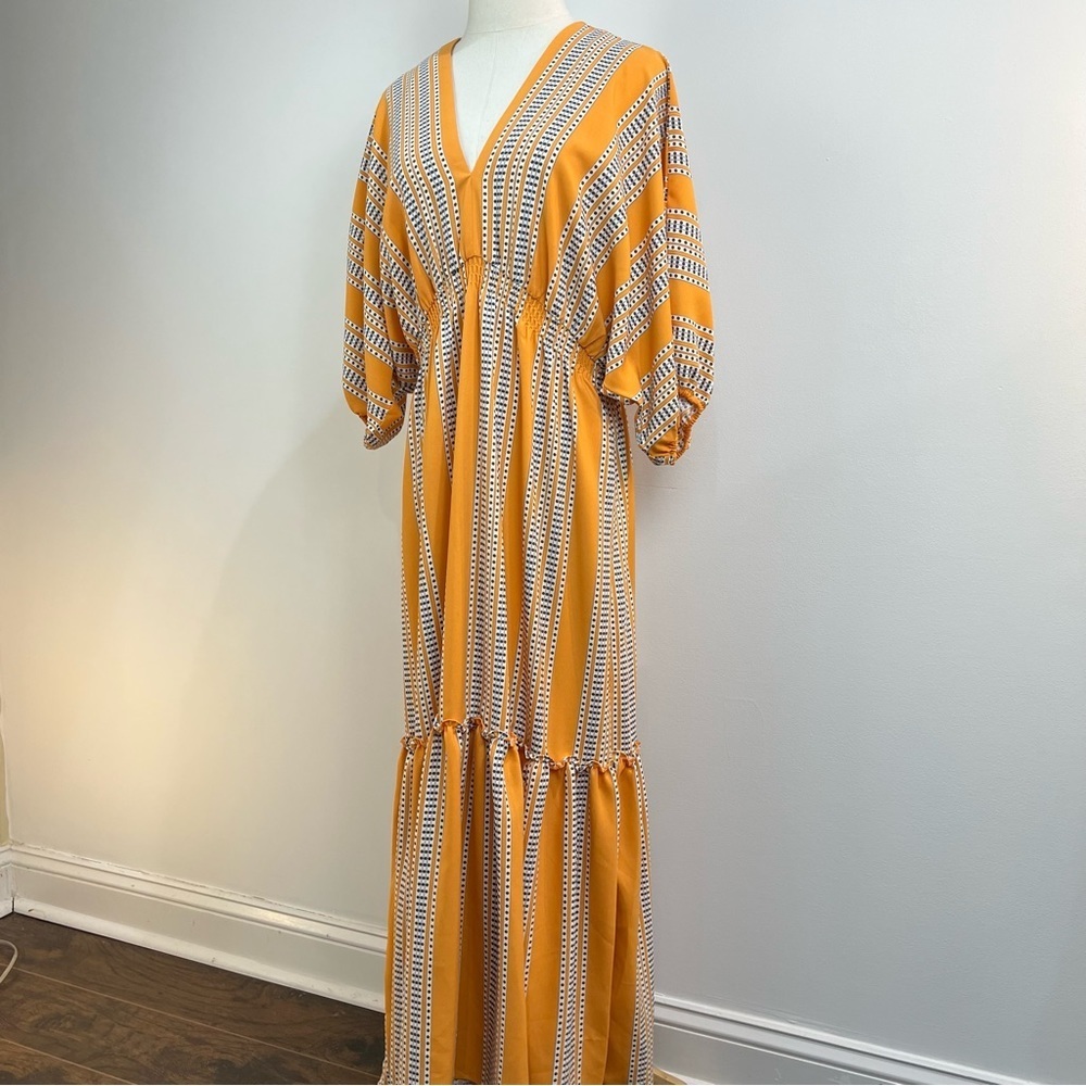 Taylor Yellow and White Puff Sleeve Sundress - Picture 8 of 14